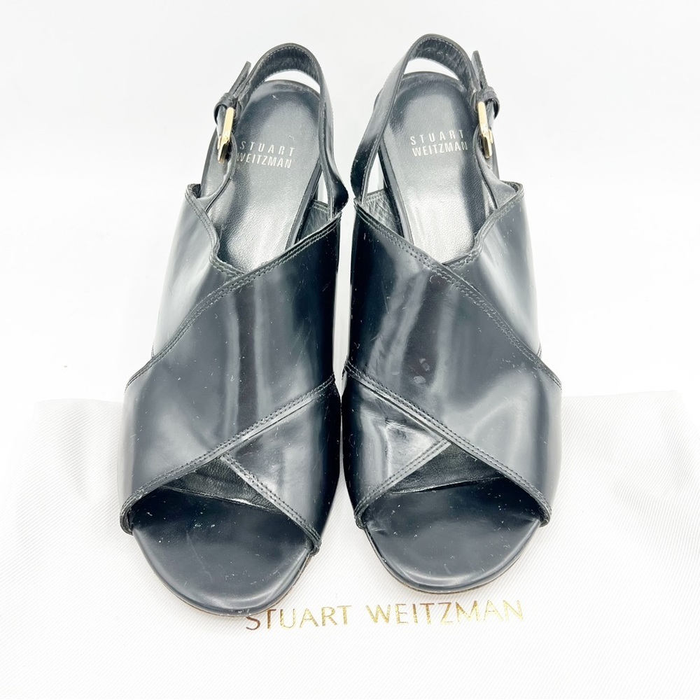 Stuart Weitzman Black Maxwell Crossover Heeled Sandal size 8.5